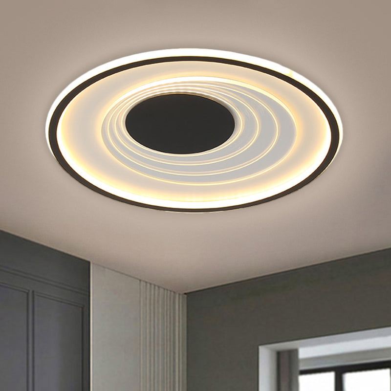 Planetary Orbit Flush Lamp Minimalism Metal Black/Gold LED Ceiling Fixture in Warm/White Light, 16"/19.5" Width Black Clearhalo 'Ceiling Lights' 'Close To Ceiling Lights' 'Close to ceiling' 'Flush mount' Lighting' 1637069