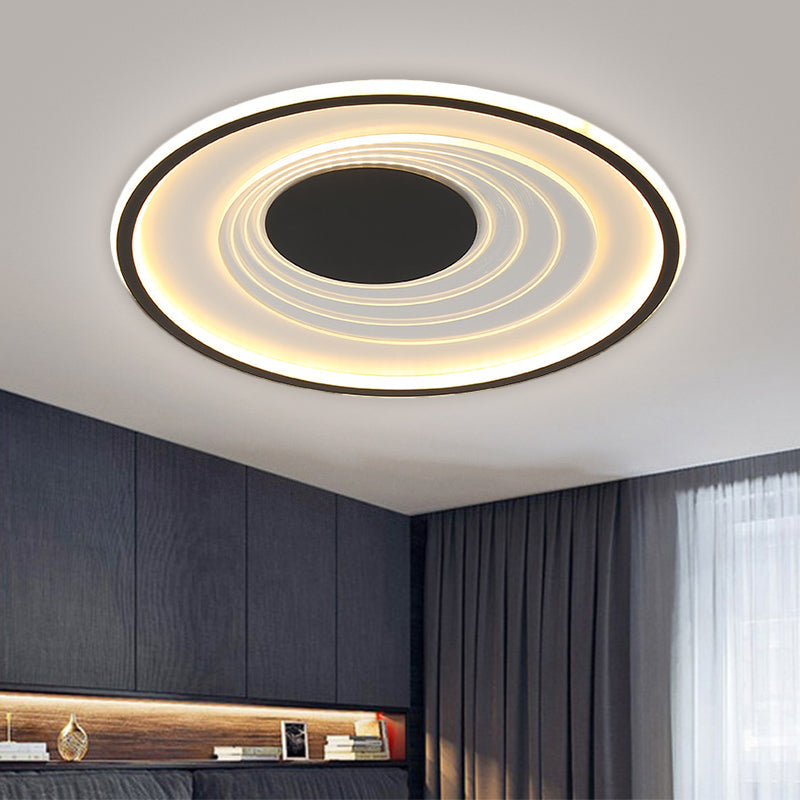 Planetary Orbit Flush Lamp Minimalism Metal Black/Gold LED Ceiling Fixture in Warm/White Light, 16"/19.5" Width Clearhalo 'Ceiling Lights' 'Close To Ceiling Lights' 'Close to ceiling' 'Flush mount' Lighting' 1637070