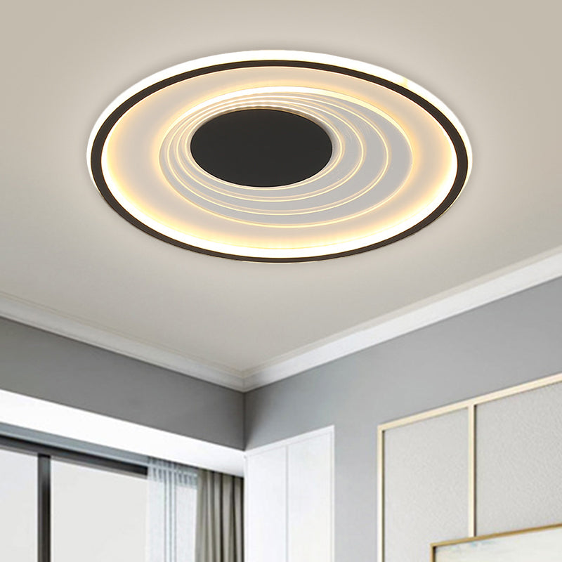 Planetary Orbit Flush Lamp Minimalism Metal Black/Gold LED Ceiling Fixture in Warm/White Light, 16"/19.5" Width Clearhalo 'Ceiling Lights' 'Close To Ceiling Lights' 'Close to ceiling' 'Flush mount' Lighting' 1637071