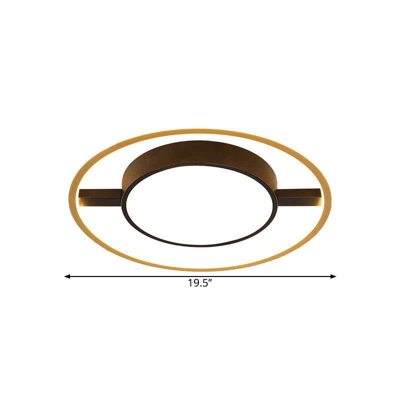 Ring and Drum Ceiling Lighting Nordic Metallic LED Black Flush Mount Lamp in Warm/White Light, 16"/19.5"/23.5" W Clearhalo 'Ceiling Lights' 'Close To Ceiling Lights' 'Close to ceiling' 'Flush mount' Lighting' 1637077
