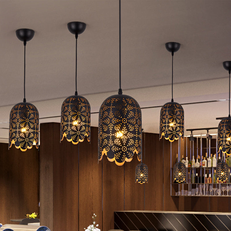 Metallic Black Ceiling Light Cylinder/Oval 1 Head Warehouse Patterned Pendant Lamp Kit for Restaurant Black Oval Clearhalo 'Art Deco Pendants' 'Black' 'Cast Iron' 'Ceiling Lights' 'Ceramic' 'Crystal' 'Industrial Pendants' 'Industrial' 'Metal' 'Middle Century Pendants' 'Pendant Lights' 'Pendants' 'Rustic Pendants' 'Tiffany' Lighting' 1637102