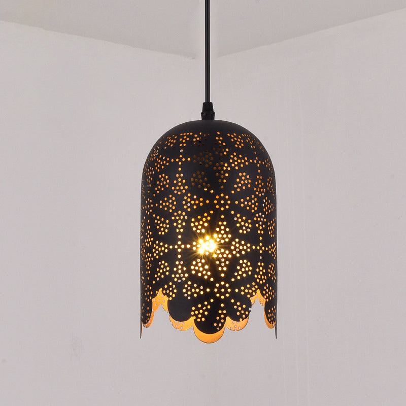 Metallic Black Ceiling Light Cylinder/Oval 1 Head Warehouse Patterned Pendant Lamp Kit for Restaurant Clearhalo 'Art Deco Pendants' 'Black' 'Cast Iron' 'Ceiling Lights' 'Ceramic' 'Crystal' 'Industrial Pendants' 'Industrial' 'Metal' 'Middle Century Pendants' 'Pendant Lights' 'Pendants' 'Rustic Pendants' 'Tiffany' Lighting' 1637103