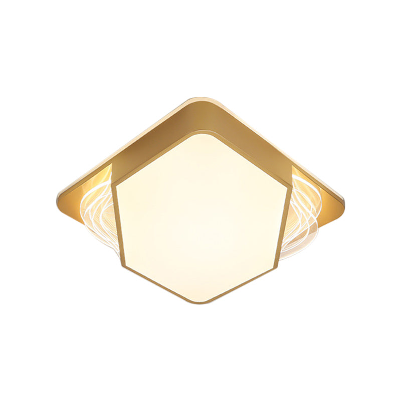Gold Rectangle/Square Ceiling Flush Contemporary LED Metallic Flush Mount Fixture in Warm/White Light, 18"/21.5"/35.5" Width Clearhalo 'Ceiling Lights' 'Close To Ceiling Lights' 'Close to ceiling' 'Flush mount' Lighting' 1637191