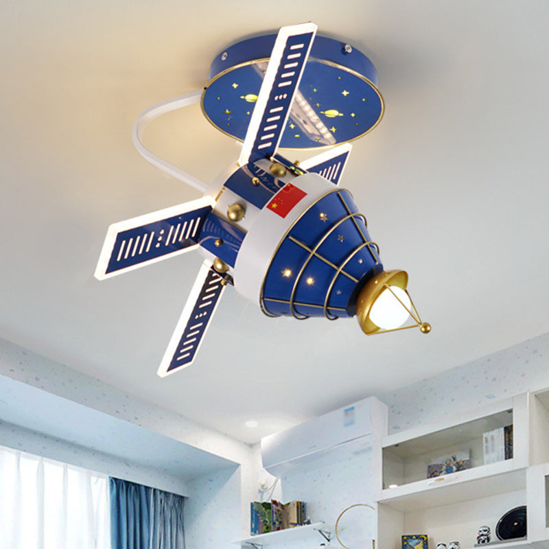 Modernist LED Flush Mount Ceiling Fixture with Metal Shade Blue Satellite Figure Flush Lighting Blue Clearhalo 'Ceiling Lights' 'Close To Ceiling Lights' 'Close to ceiling' 'Semi-flushmount' Lighting' 1637321