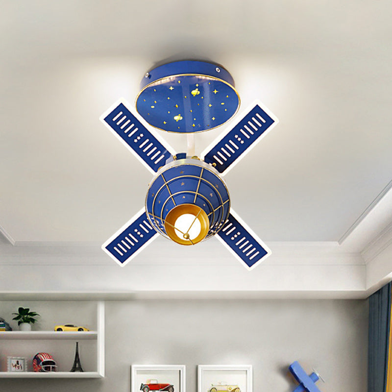 Modernist LED Flush Mount Ceiling Fixture with Metal Shade Blue Satellite Figure Flush Lighting Clearhalo 'Ceiling Lights' 'Close To Ceiling Lights' 'Close to ceiling' 'Semi-flushmount' Lighting' 1637322
