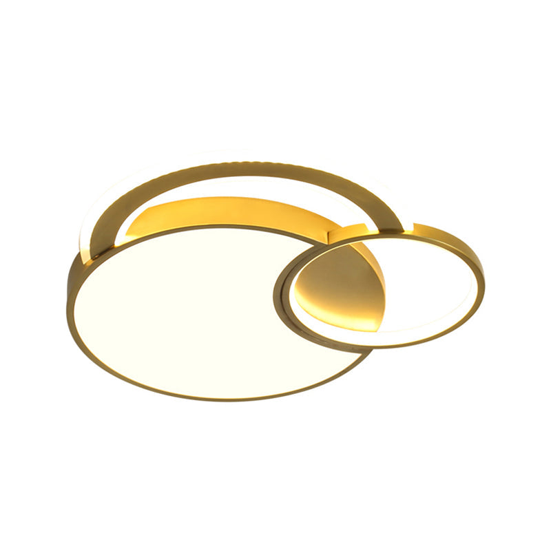 Metallic Interlaced Circle Ceiling Lamp Minimalism LED Gold Flush Mount Lighting in Warm/White Light, 16"/19.5" Width Clearhalo 'Ceiling Lights' 'Close To Ceiling Lights' 'Close to ceiling' 'Flush mount' Lighting' 1637354