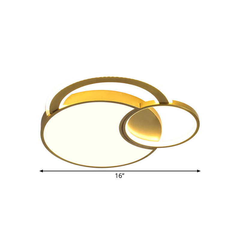 Metallic Interlaced Circle Ceiling Lamp Minimalism LED Gold Flush Mount Lighting in Warm/White Light, 16"/19.5" Width Clearhalo 'Ceiling Lights' 'Close To Ceiling Lights' 'Close to ceiling' 'Flush mount' Lighting' 1637355