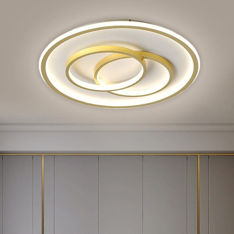 Metallic Crossed Ring Ceiling Fixture Contemporary Black/Gold LED Flush Mount Lighting in Warm/White Light, 16.5"/20.5" W Clearhalo 'Ceiling Lights' 'Close To Ceiling Lights' 'Close to ceiling' 'Flush mount' Lighting' 1637358