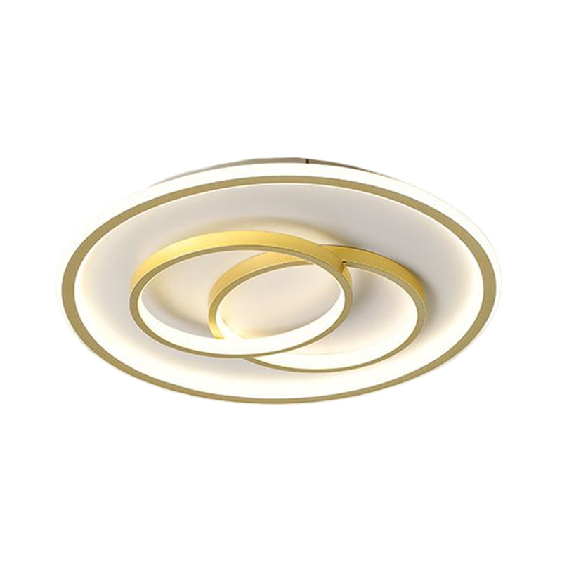 Metallic Crossed Ring Ceiling Fixture Contemporary Black/Gold LED Flush Mount Lighting in Warm/White Light, 16.5"/20.5" W Clearhalo 'Ceiling Lights' 'Close To Ceiling Lights' 'Close to ceiling' 'Flush mount' Lighting' 1637359