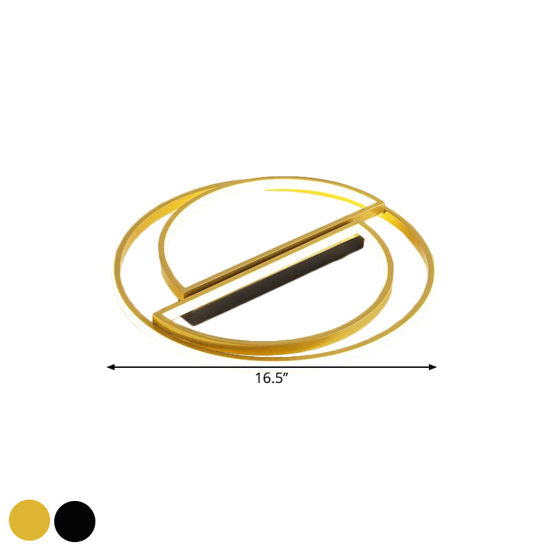 Black/Gold Integrated Circle Flush Lamp Simplicity LED Metal Ceiling Mounted Fixture in Warm/White Light, 16.5"/20.5" Wide Clearhalo 'Ceiling Lights' 'Close To Ceiling Lights' 'Close to ceiling' 'Flush mount' Lighting' 1637369