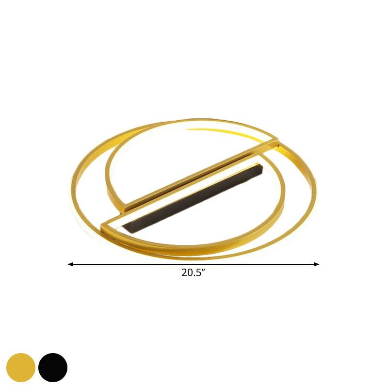 Black/Gold Integrated Circle Flush Lamp Simplicity LED Metal Ceiling Mounted Fixture in Warm/White Light, 16.5"/20.5" Wide Clearhalo 'Ceiling Lights' 'Close To Ceiling Lights' 'Close to ceiling' 'Flush mount' Lighting' 1637370