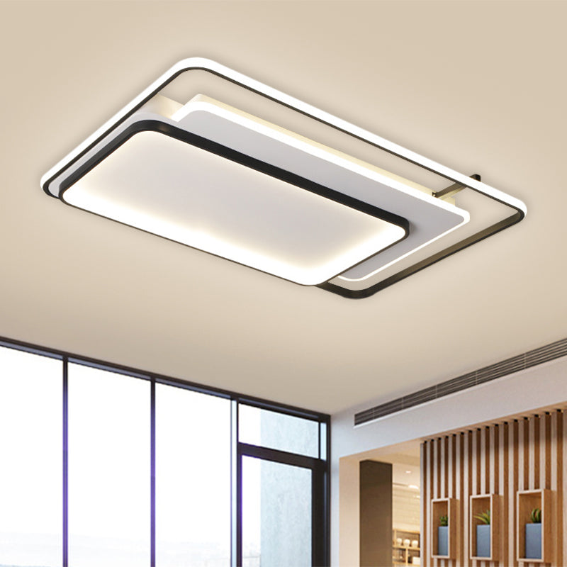 Metal Rectangle/Square Ceiling Flush Simplicity LED Black Flush Mount in Warm/White Light, 16.5"/20.5"/33.5" Wide Clearhalo 'Ceiling Lights' 'Close To Ceiling Lights' 'Close to ceiling' 'Flush mount' Lighting' 1637405