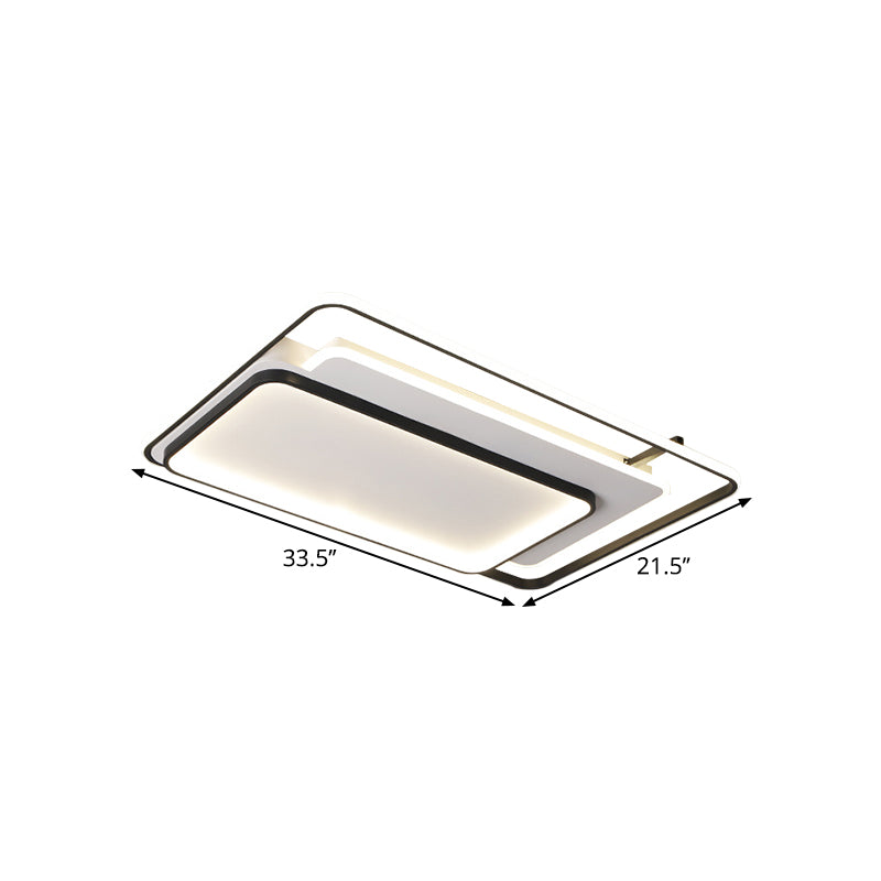 Metal Rectangle/Square Ceiling Flush Simplicity LED Black Flush Mount in Warm/White Light, 16.5"/20.5"/33.5" Wide Clearhalo 'Ceiling Lights' 'Close To Ceiling Lights' 'Close to ceiling' 'Flush mount' Lighting' 1637407