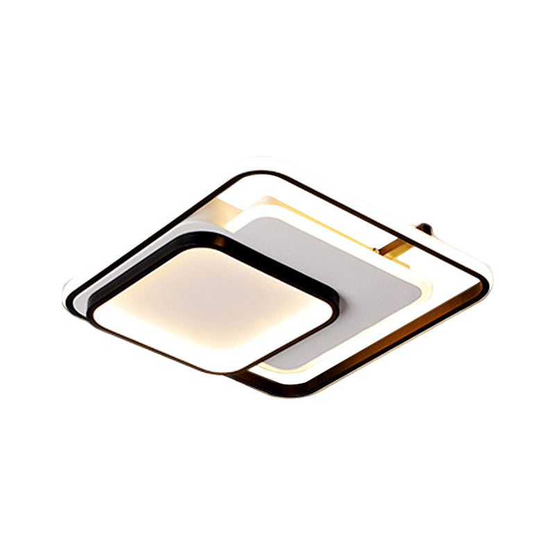 Metal Rectangle/Square Ceiling Flush Simplicity LED Black Flush Mount in Warm/White Light, 16.5"/20.5"/33.5" Wide Clearhalo 'Ceiling Lights' 'Close To Ceiling Lights' 'Close to ceiling' 'Flush mount' Lighting' 1637411