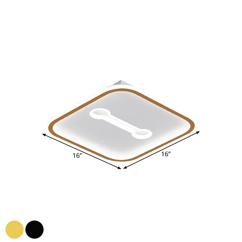 Metallic Squared Flushmount Nordic Style Black/Gold LED Ceiling Lighting in Warm/White Light, 16"/19.5" Width Clearhalo 'Ceiling Lights' 'Close To Ceiling Lights' 'Close to ceiling' 'Flush mount' Lighting' 1637417