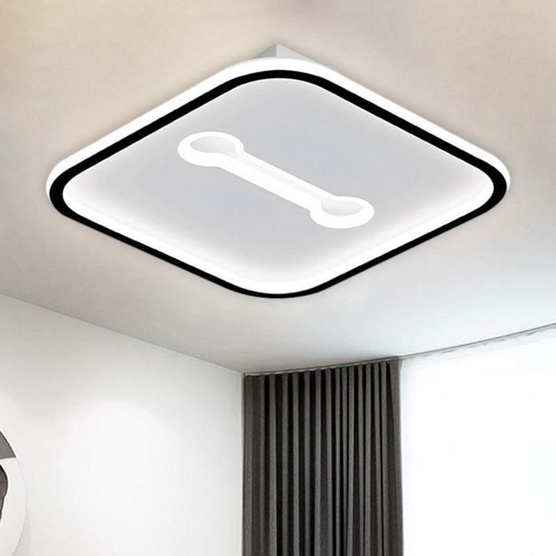Metallic Squared Flushmount Nordic Style Black/Gold LED Ceiling Lighting in Warm/White Light, 16"/19.5" Width Black Clearhalo 'Ceiling Lights' 'Close To Ceiling Lights' 'Close to ceiling' 'Flush mount' Lighting' 1637419