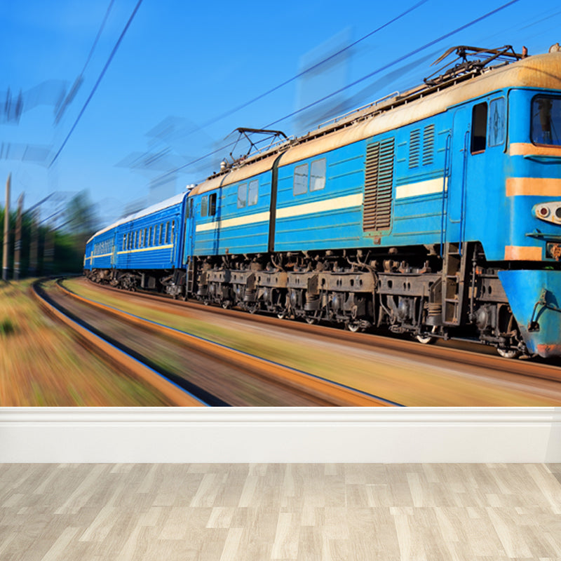Light Color Train Mural Wallpaper Vehicle Industrial Stain Resistant Wall Covering Clearhalo 'Wall Decor' 'Wall Mural' 1637639