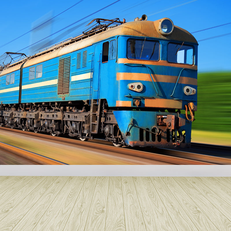 Light Color Train Mural Wallpaper Vehicle Industrial Stain Resistant Wall Covering Clearhalo 'Wall Decor' 'Wall Mural' 1637640
