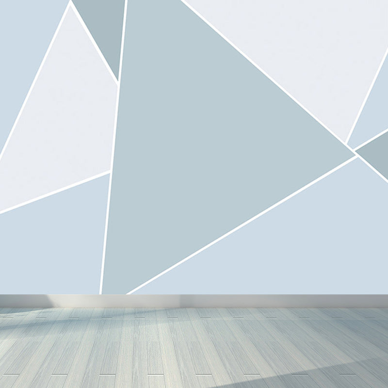 Stacked Triangle Pattern Wall Mural Contemporary Non-Woven Material Wall Covering Light Blue Clearhalo 'Wall Decor' 'Wall Mural' 1637993