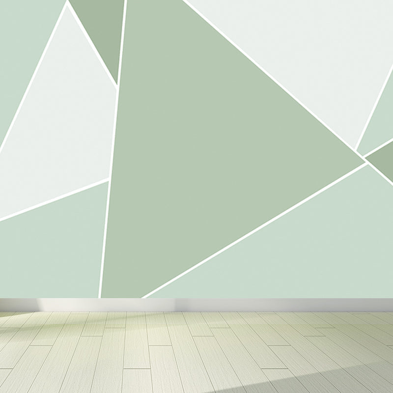 Stacked Triangle Pattern Wall Mural Contemporary Non-Woven Material Wall Covering Light Green Clearhalo 'Wall Decor' 'Wall Mural' 1638003