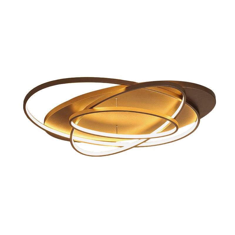 21"/29.5"/34" Wide Black/Brown Overlapped Ceiling Lamp Contemporary LED Acrylic Flush Mount Light in Warm/White Light Clearhalo 'Ceiling Lights' 'Close To Ceiling Lights' 'Close to ceiling' 'Flush mount' Lighting' 163801