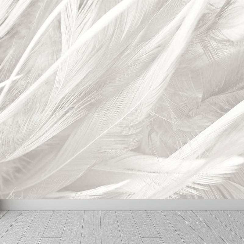Stacked Bird Feather Mural Wallpaper Contemporary Non-Woven Texture Wall Covering Dark Gray Clearhalo 'Wall Decor' 'Wall Mural' 1638068