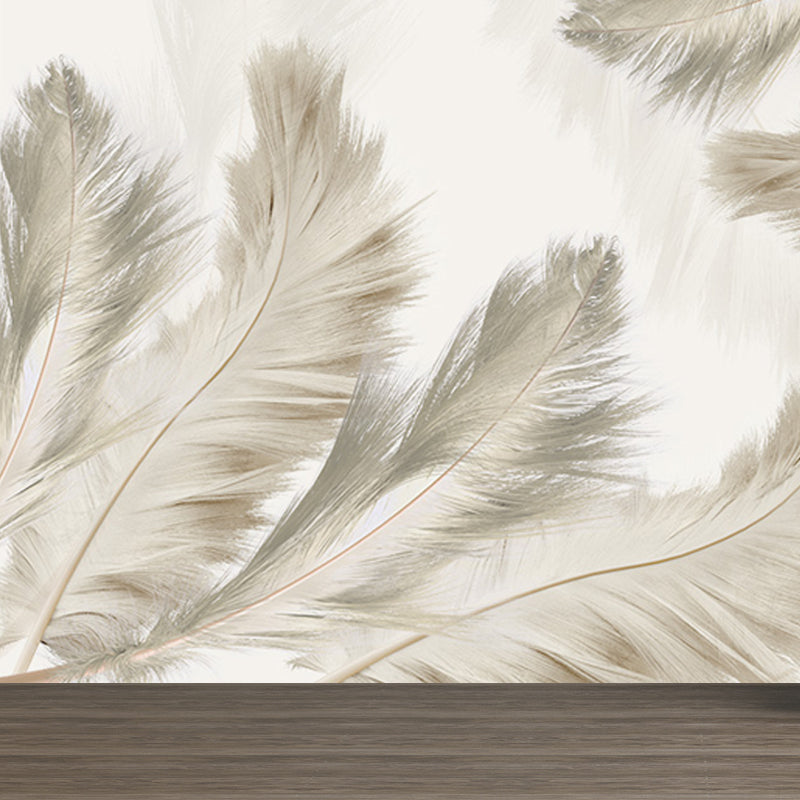 Full Size Illustration Modern Mural Wallpaper with Bird Feathers in Pastel Color Clearhalo 'Wall Decor' 'Wall Mural' 1638109