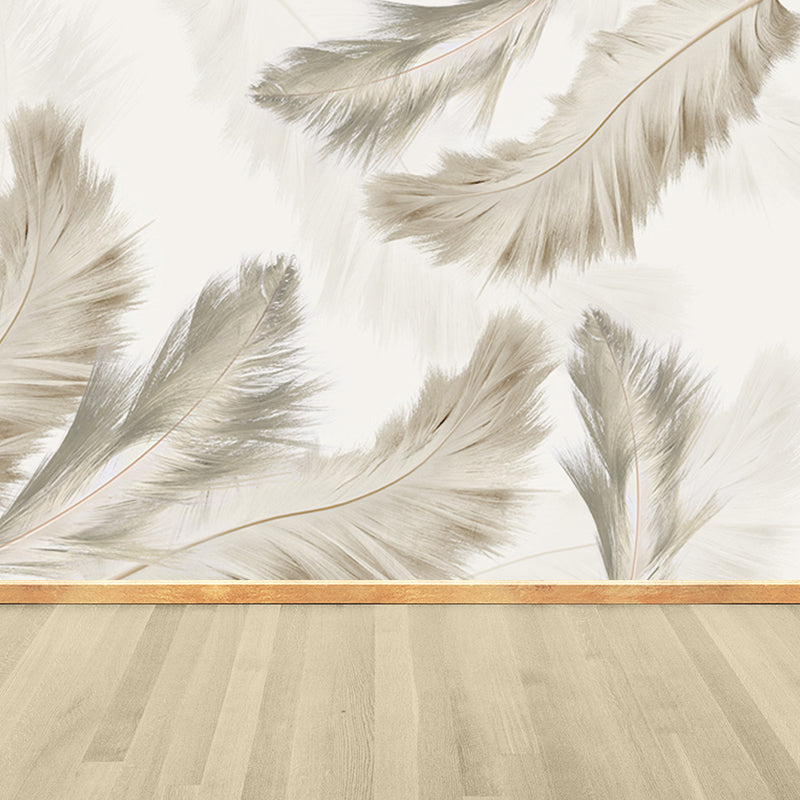 Full Size Illustration Modern Mural Wallpaper with Bird Feathers in Pastel Color Clearhalo 'Wall Decor' 'Wall Mural' 1638110
