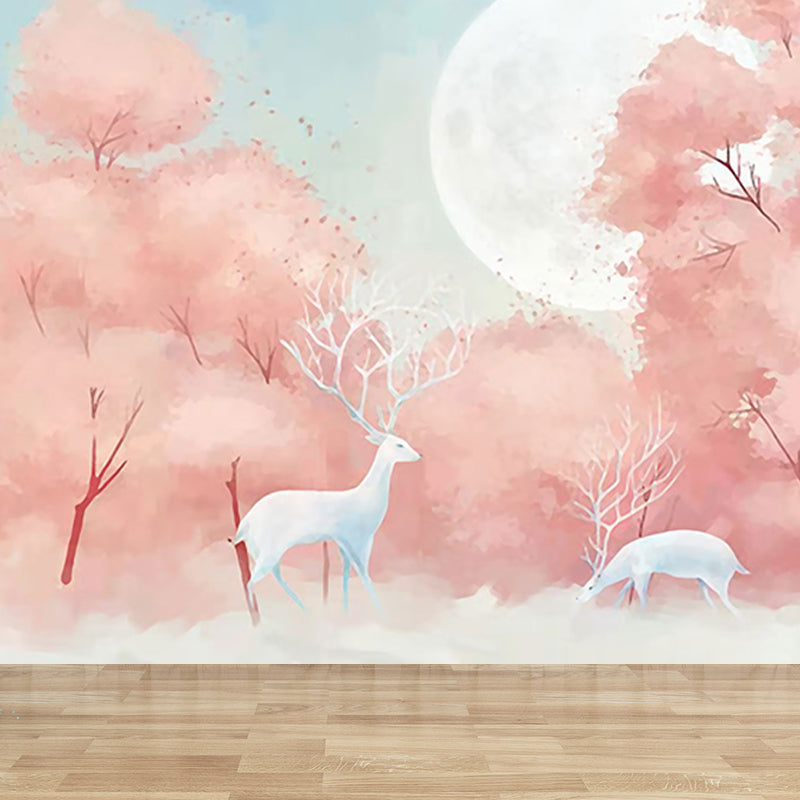 Reindeer Wall Mural Modern Decorative Living Room Wall Covering, Custom Size Available Clearhalo 'Wall Decor' 'Wall Mural' 1638214