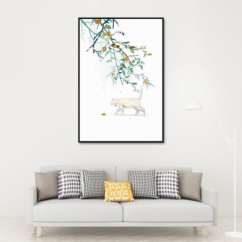 Farmhouse Plant Painting Canvas Print White Textured Wall Art Decor for Dining Room Clearhalo 'Art Gallery' 'Canvas Art' 'Country Art Gallery' 'French Country' 'Rustic' Arts' 1638584