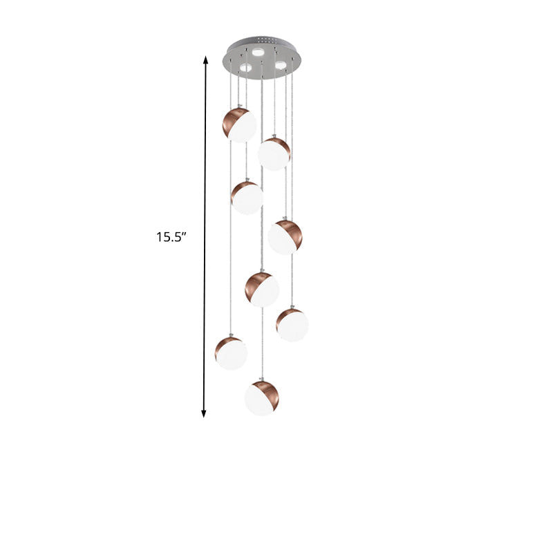 Simple Globe Shade Hanging Ceiling Light Metal 6/8/10 Heads Brass Stairway Cluster Pendant Light Clearhalo 'Ceiling Lights' 'Modern Pendants' 'Modern' 'Pendant Lights' 'Pendants' Lighting' 163889