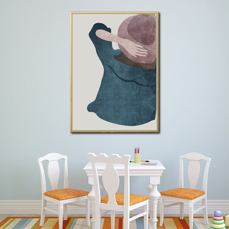 Minimalistic Fashion Girls Wall Art Pastel Color Textured Canvas for Living Room - Blue - Clearhalo - 'Arts' - 'Canvas Art' - 1638906
