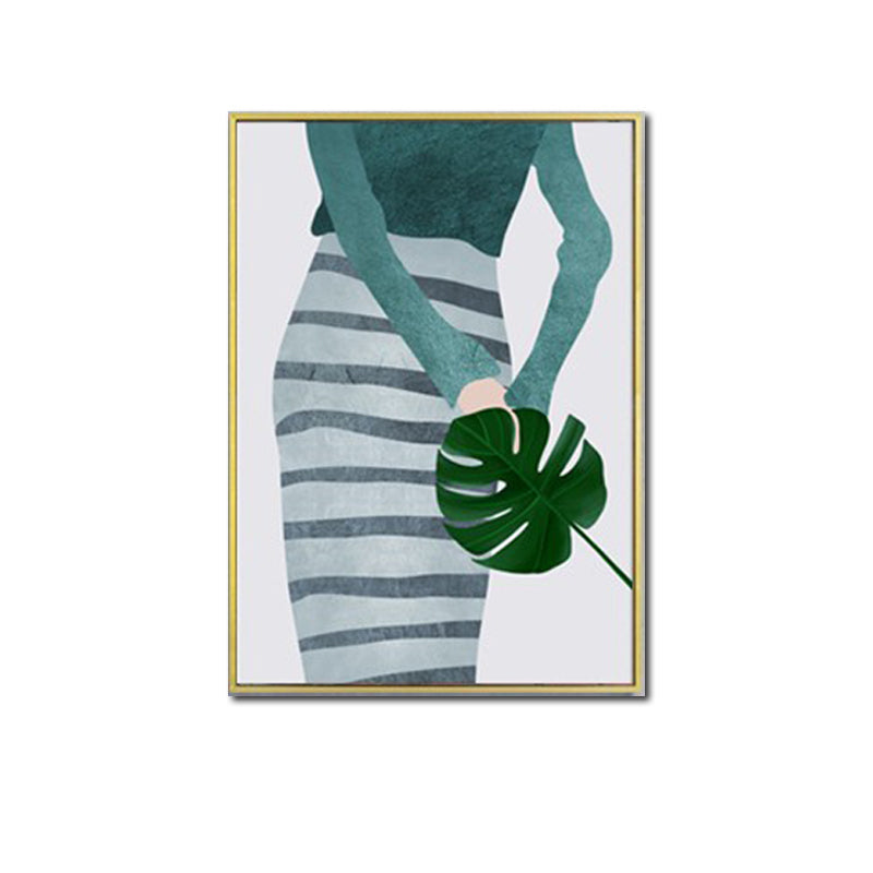 Minimalistic Fashion Girls Wall Art Pastel Color Textured Canvas for Living Room - Clearhalo - 'Arts' - 'Canvas Art' - 1638916