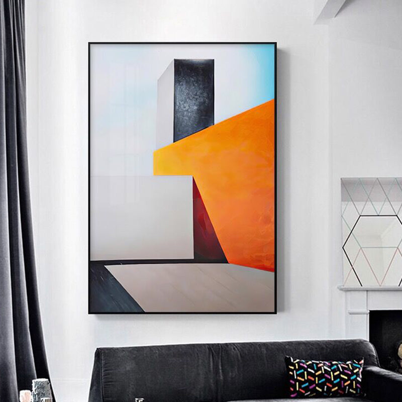 Geometric Art Print in Orange and Grey Canvas Made Wall Decoration, Textured Surface Orange Clearhalo 'Art Gallery' 'Canvas Art' 'Industrial' 'Mid-Century Modern' 'Minimalist Art Gallery' Arts' 1639185