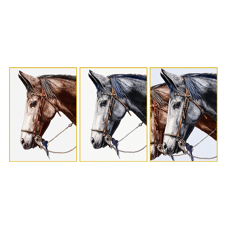 Farmhouse Steed Head Wall Art Print Brown Textured Canvas Painting for Living Room Clearhalo 'Art Gallery' 'Canvas Art' 'Country Art Gallery' 'French Country' 'Rustic' Arts' 1639537
