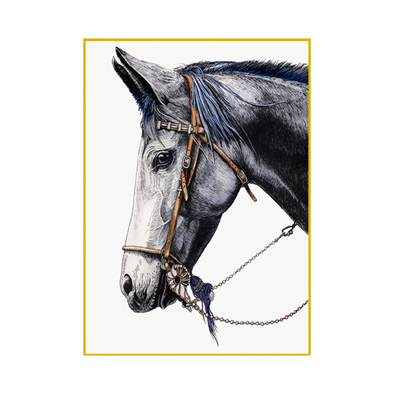 Farmhouse Steed Head Wall Art Print Brown Textured Canvas Painting for Living Room Clearhalo 'Art Gallery' 'Canvas Art' 'Country Art Gallery' 'French Country' 'Rustic' Arts' 1639544