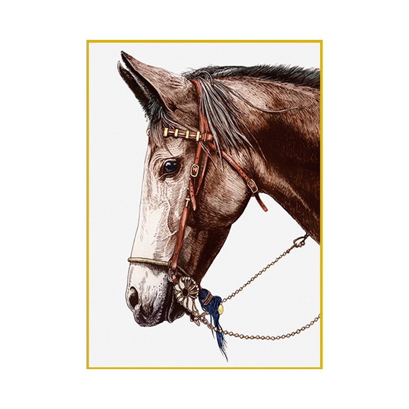Farmhouse Steed Head Wall Art Print Brown Textured Canvas Painting for Living Room Clearhalo 'Art Gallery' 'Canvas Art' 'Country Art Gallery' 'French Country' 'Rustic' Arts' 1639551