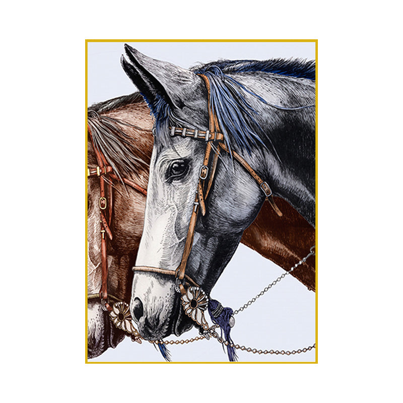 Farmhouse Steed Head Wall Art Print Brown Textured Canvas Painting for Living Room Clearhalo 'Art Gallery' 'Canvas Art' 'Country Art Gallery' 'French Country' 'Rustic' Arts' 1639558