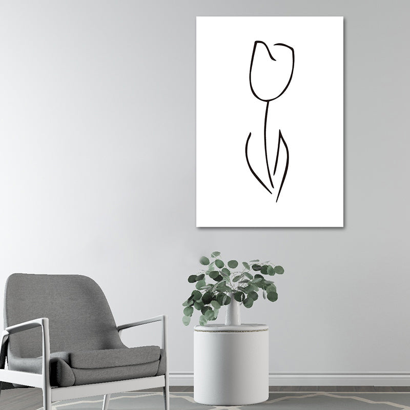 Minimalism Style Flower Wall Decor Canvas Textured White Painting for Guest Room Clearhalo 'Art Gallery' 'Canvas Art' 'Contemporary Art Gallery' 'Contemporary Art' 'Minimalism' 'Minimalist Art Gallery' 'Scandinavian' Arts' 1639577