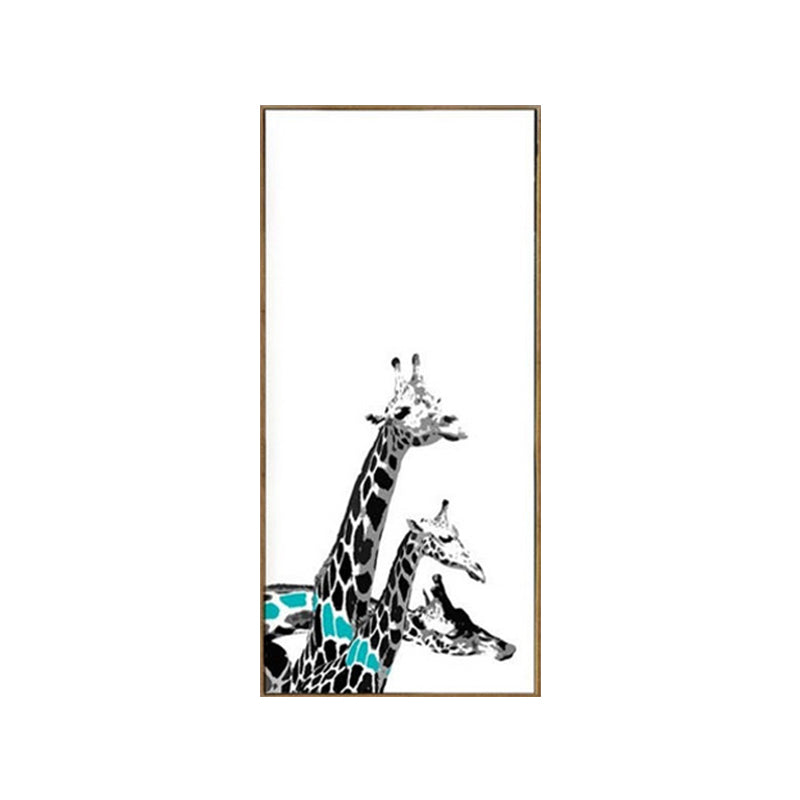 Cartoon Giraffe Wall Art Canvas Textured White Wall Decor for Childrens Bedroom Clearhalo 'Art Gallery' 'Canvas Art' 'Kids' Arts' 1639620