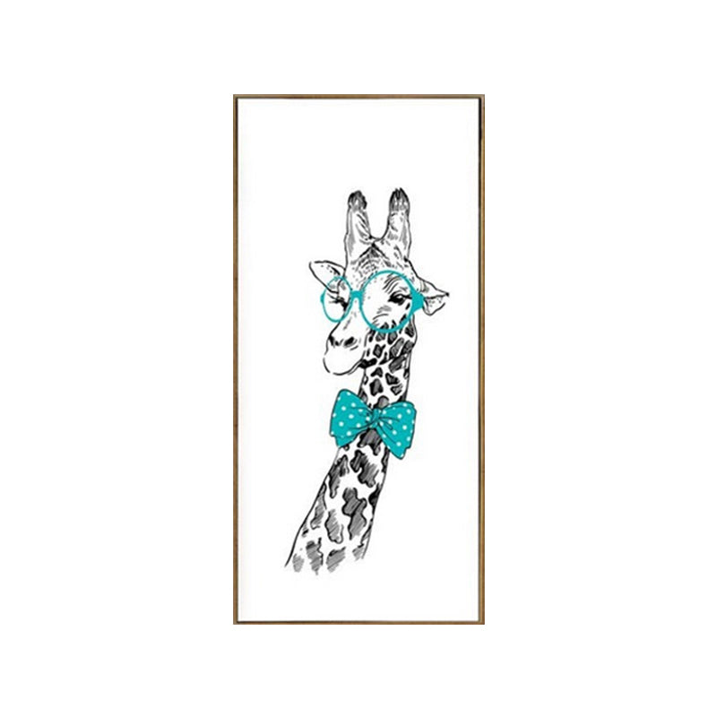 Cartoon Giraffe Wall Art Canvas Textured White Wall Decor for Childrens Bedroom Clearhalo 'Art Gallery' 'Canvas Art' 'Kids' Arts' 1639627