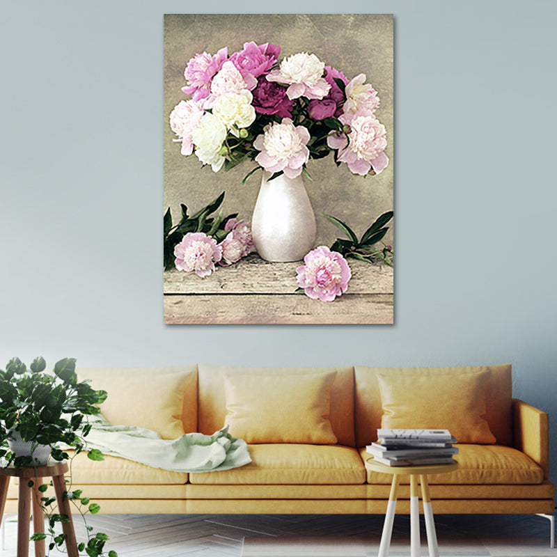 Flower and Vase Painting Canvas Modernism Textured Wall Art in Light Color Clearhalo 'Art Gallery' 'Canvas Art' 'Contemporary Art Gallery' 'Modern' Arts' 1639688