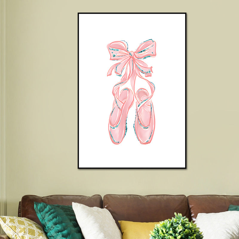Ballet Wall Art Kids Style Cute Cartoon Canvas Print in Soft Color for Bedroom Pink Clearhalo 'Art Gallery' 'Canvas Art' 'Kids' Arts' 1639961