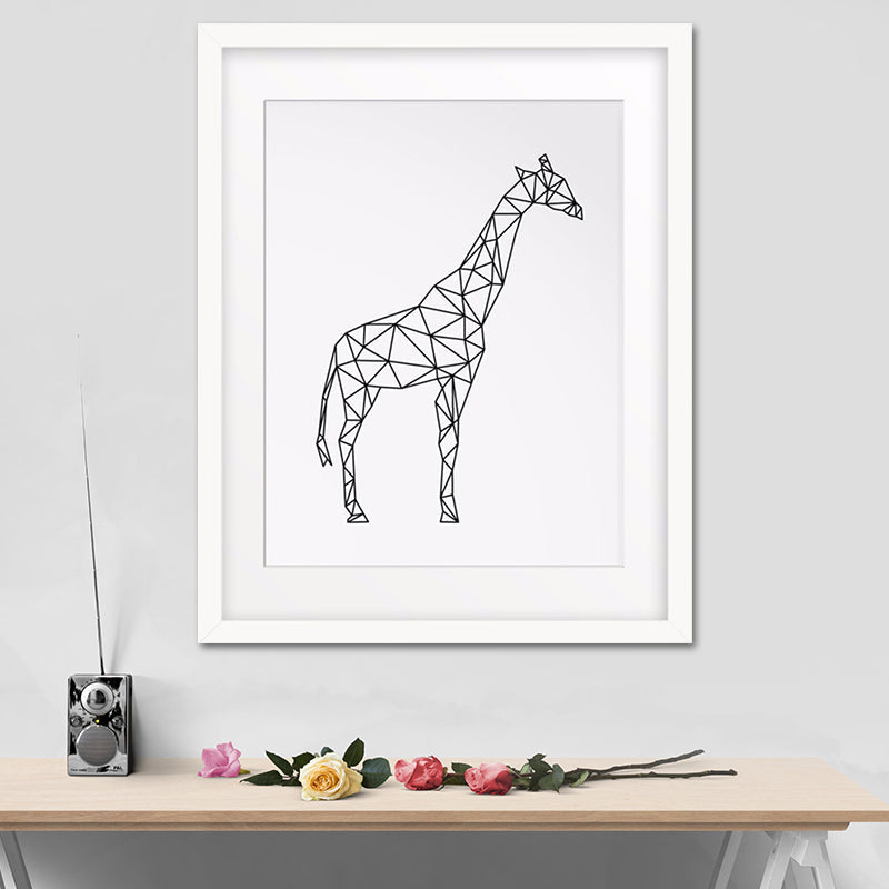 Canvas Textured Wall Decor Scandinavian Style Charcoal Drawings Animals Painting