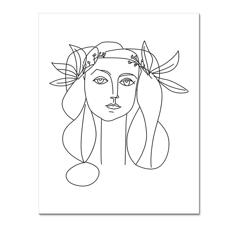 Canvas Textured Painting Nordic Style Pencil Girl's Portraiture Wall Art, Multiple Sizes