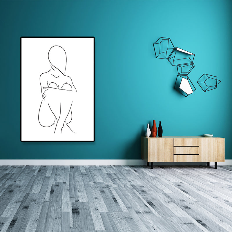 Canvas Textured Painting Nordic Style Pencil Girl's Portraiture Wall Art, Multiple Sizes