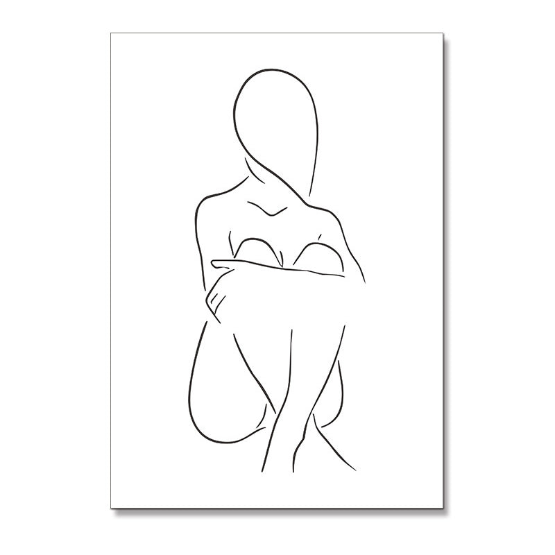 Canvas Textured Painting Nordic Style Pencil Girl's Portraiture Wall Art, Multiple Sizes