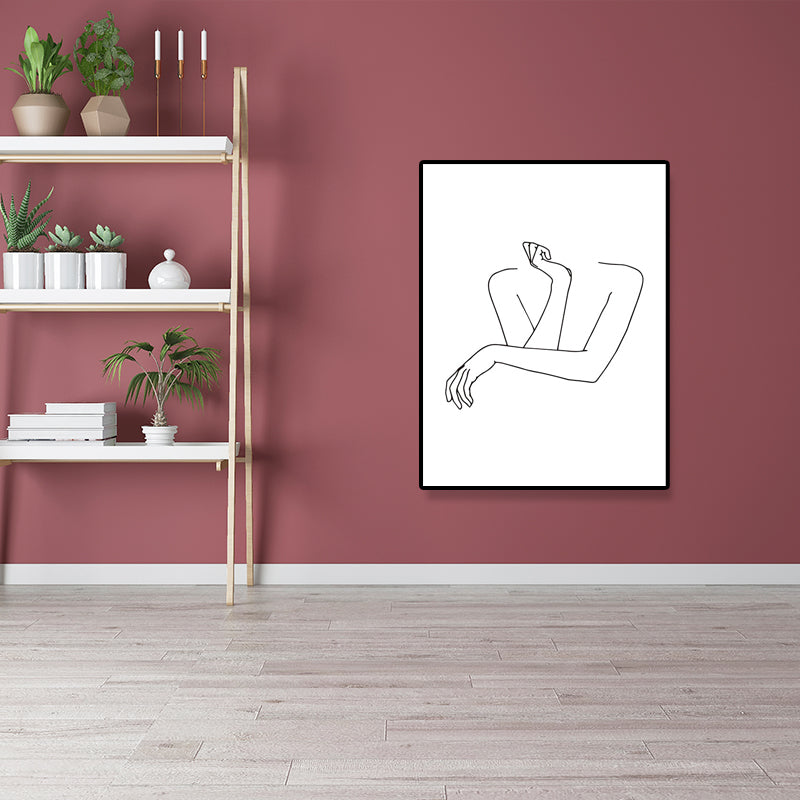 Canvas Textured Painting Nordic Style Pencil Girl's Portraiture Wall Art, Multiple Sizes