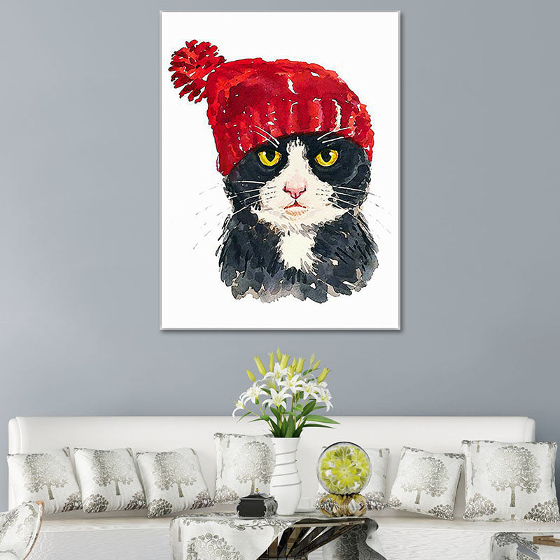 Canvas Soft Color Painting Childrens Art Animal Pet Print Wall Decor for Stairway Red Clearhalo 'Art Gallery' 'Canvas Art' 'Kids' Arts' 1640669