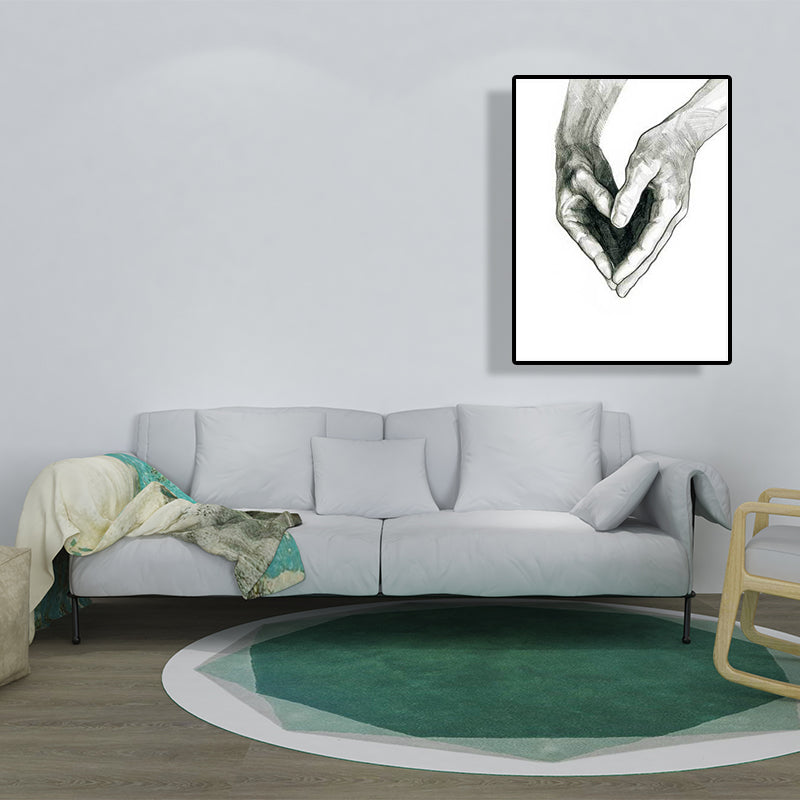 Scandinavian Two Hands Portrait Painting White Kitchen Backsplash Wall Art Print White Design 1 Clearhalo 'Arts' 'Canvas Art' 1640927